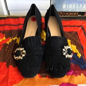 Nine West Black Loafers with Silver Accents
